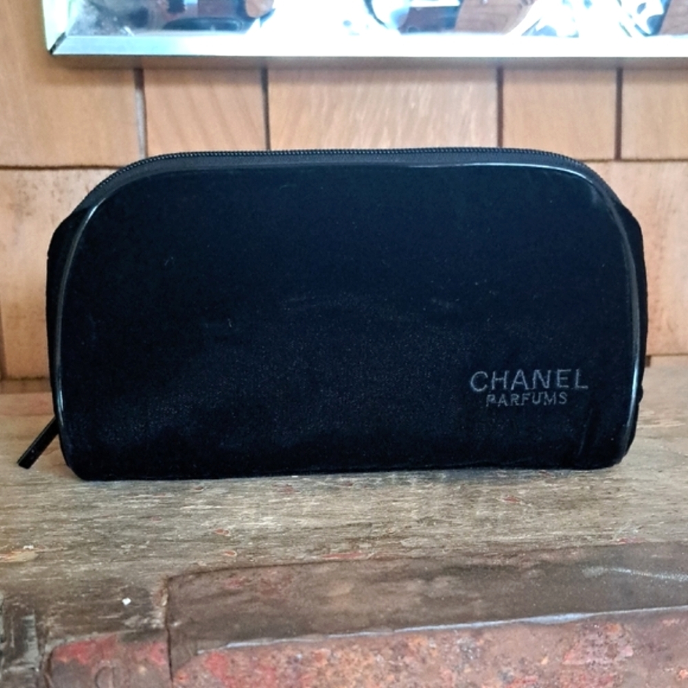 CHANEL Black Velvet Cosmetic Bag